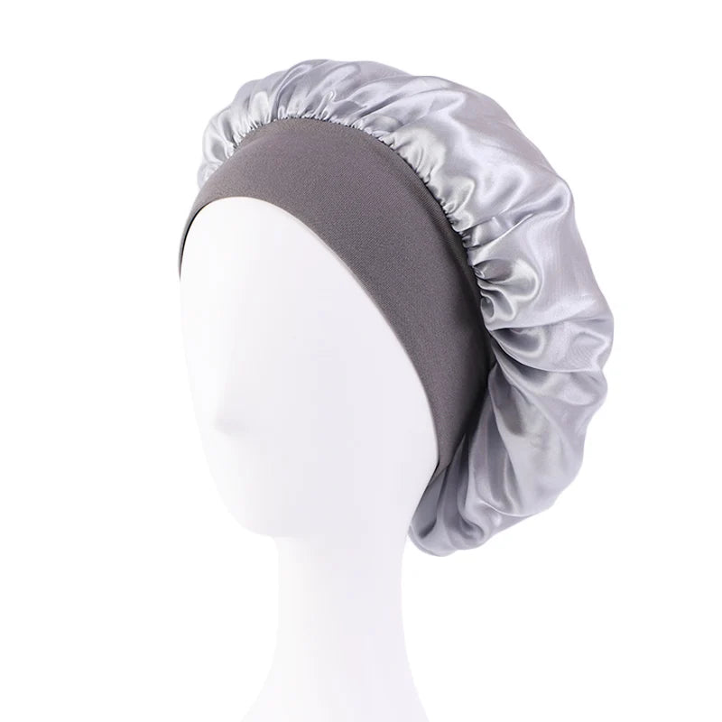 Satin Sleep Bonnet — Wide Brim Hair Care Cap for Women & Men (One Size)