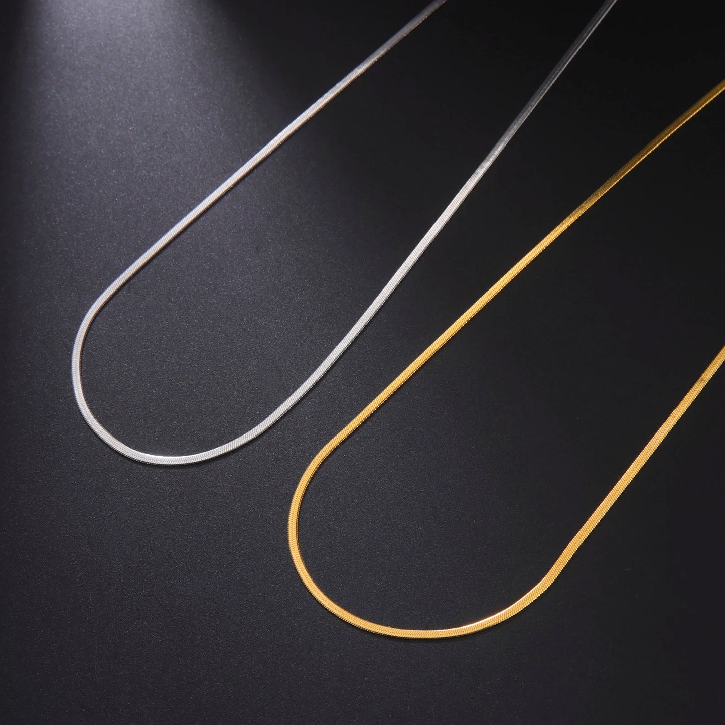 Stainless Steel Snake Chain Necklace | Gold & Silver Herringbone Choker for Women & Men