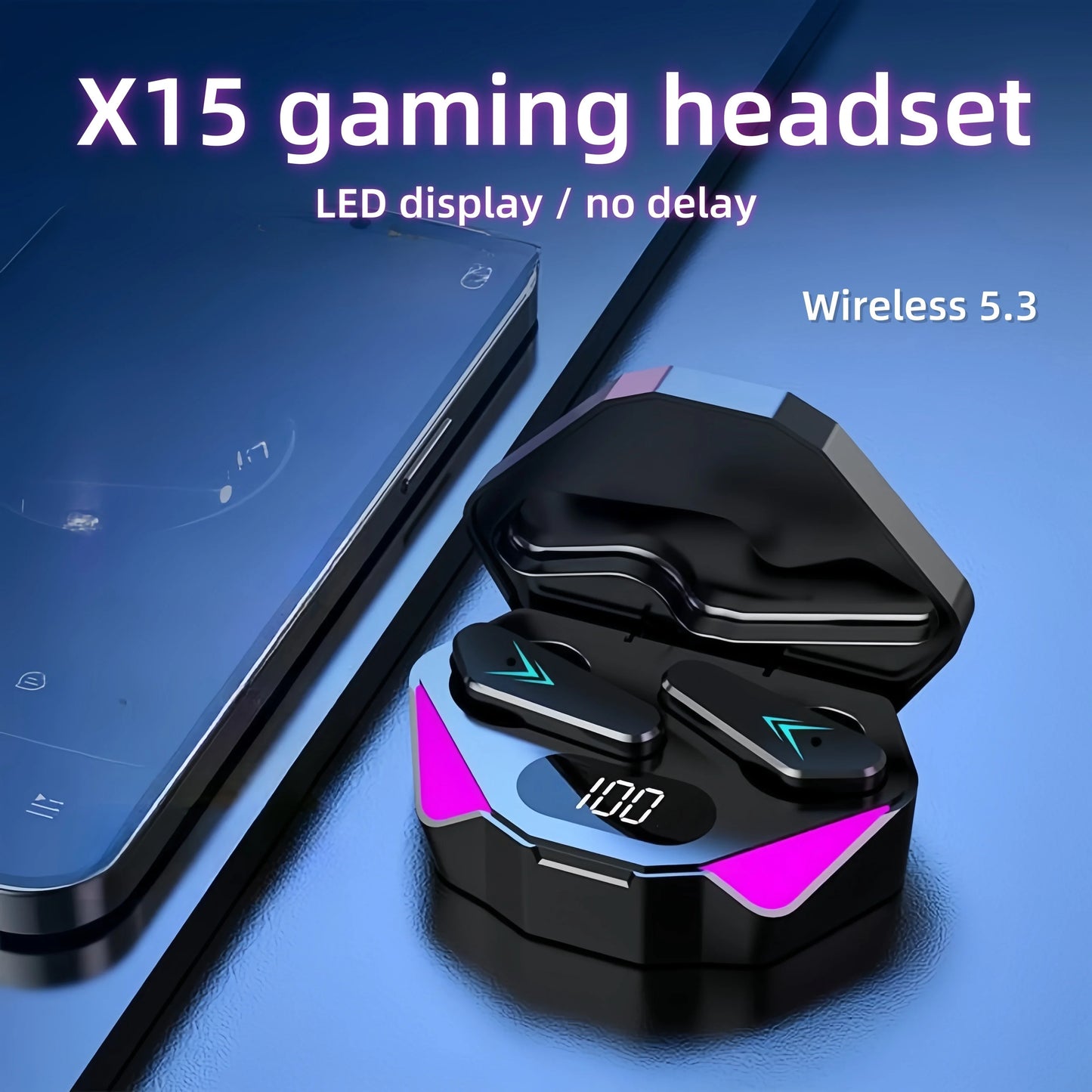 X15 TWS Wireless Earbuds – Noise Cancelling Bluetooth Headset with Mic & LED Display