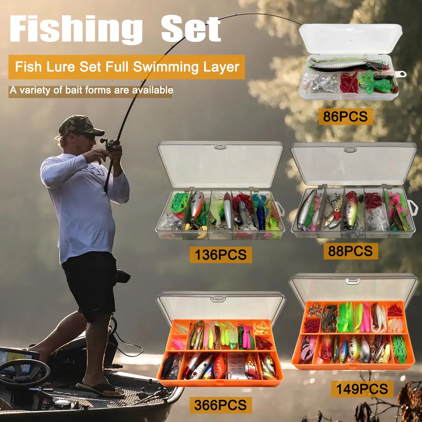 Fishing Lure Kit – Multi-Lure Tackle Box Set for Bass, Trout & Pike