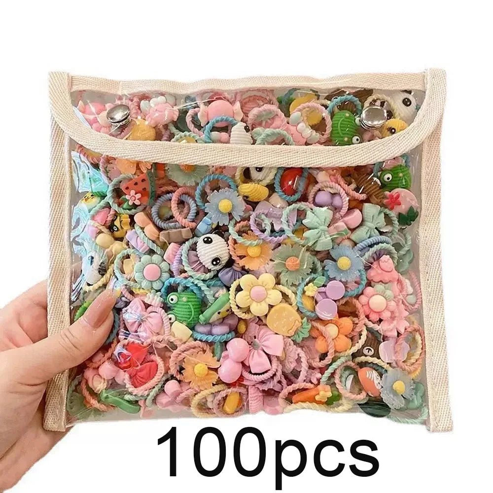 Cartoon Hair Ties for Girls – Cute Animal & Fruit Elastic Hair Bands