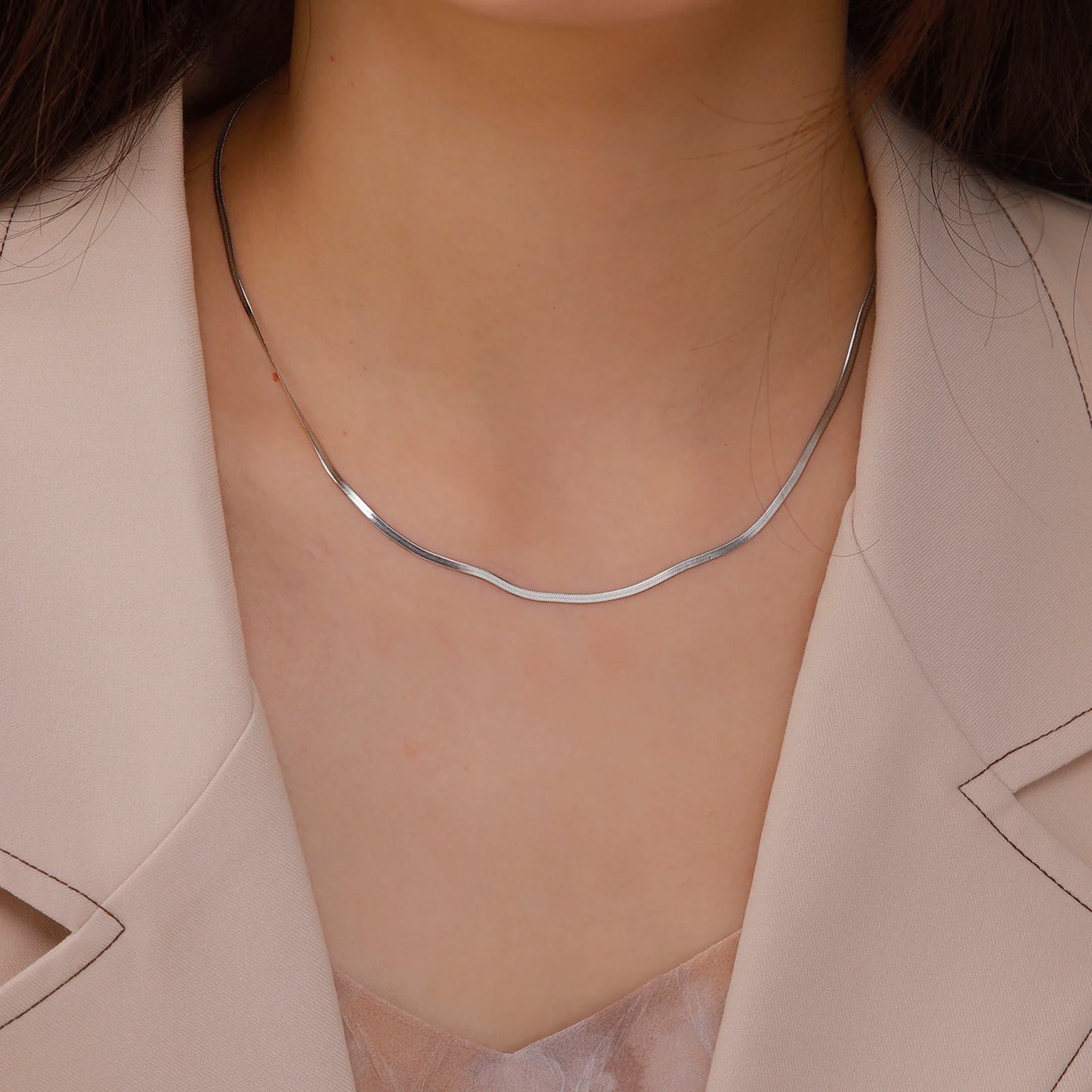 Stainless Steel Snake Chain Necklace | Gold & Silver Herringbone Choker for Women & Men