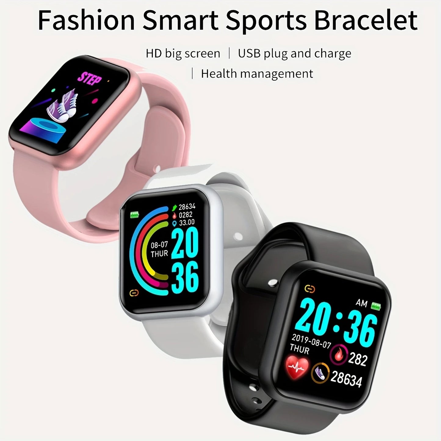 Smart Fitness Watch – Y68 & 116Plus | Heart Rate, Sleep & Message Tracker