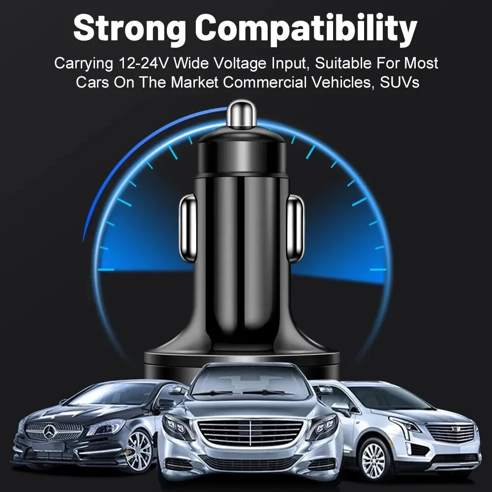 66-250W PD Car Charger – Multi-Port USB-C Fast Charge with Digital Display
