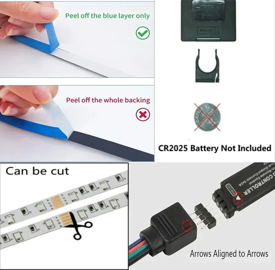 RGB LED Strip Lights — Bluetooth & WiFi Smart Color Changing Lights (1M–30M)