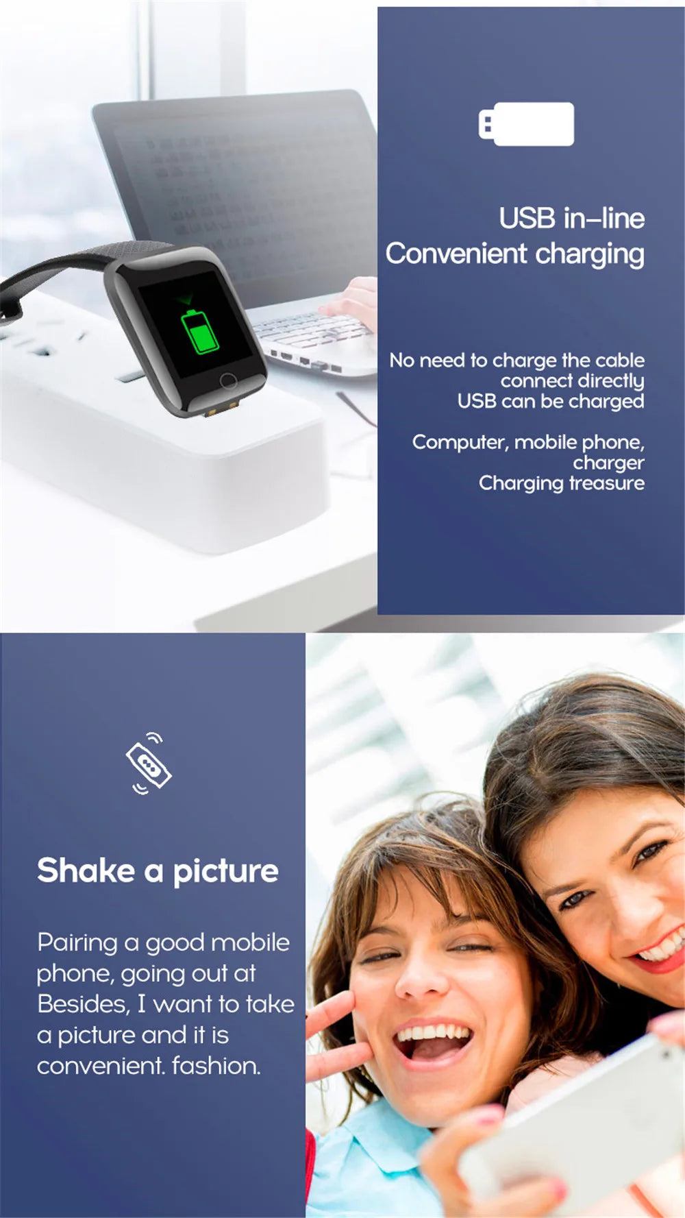 Smart Fitness Watch – Y68 & 116Plus | Heart Rate, Sleep & Message Tracker