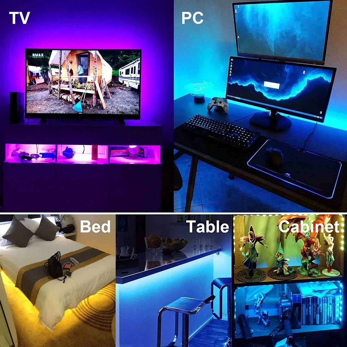 RGB LED Strip Lights — Bluetooth & WiFi Smart Color Changing Lights (1M–30M)
