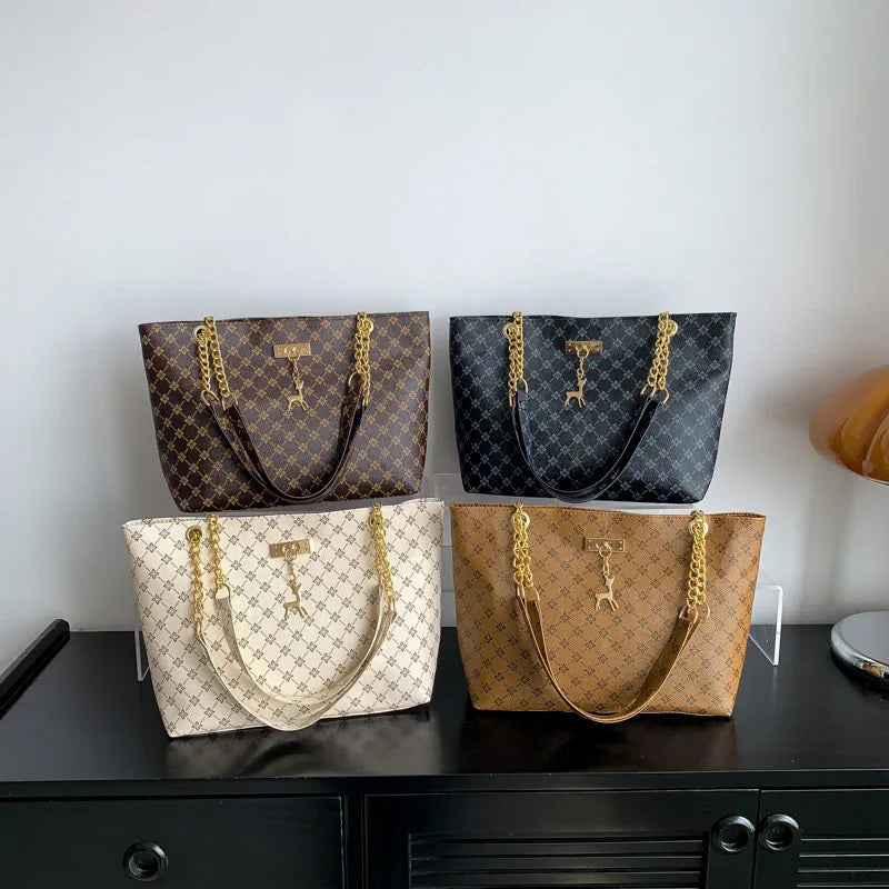 Soft Leather Large Capacity Tote Bag – Women's Shoulder Bag with Tassel