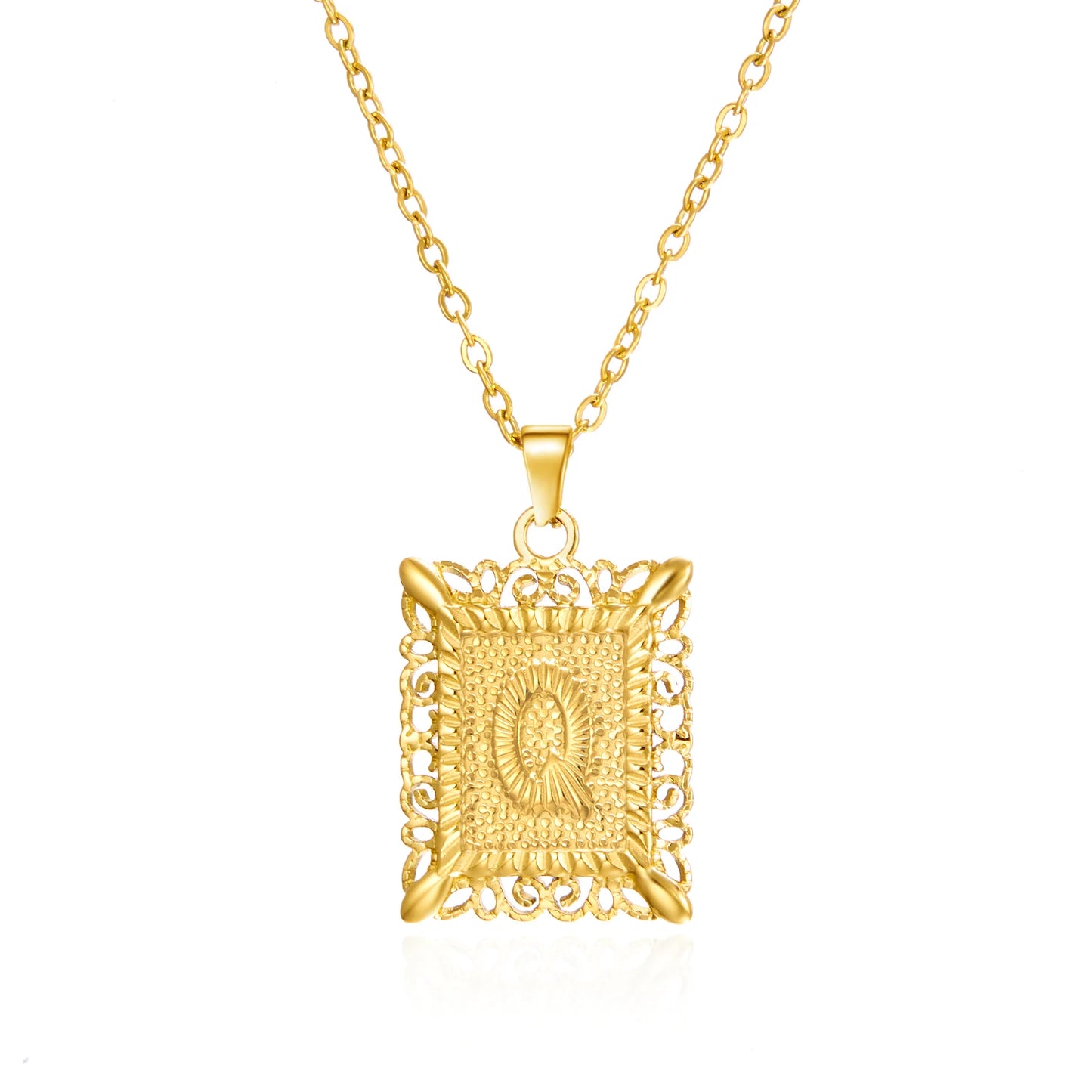 Gold Initial Letter Pendant Necklace – Stainless Steel Couple Jewelry