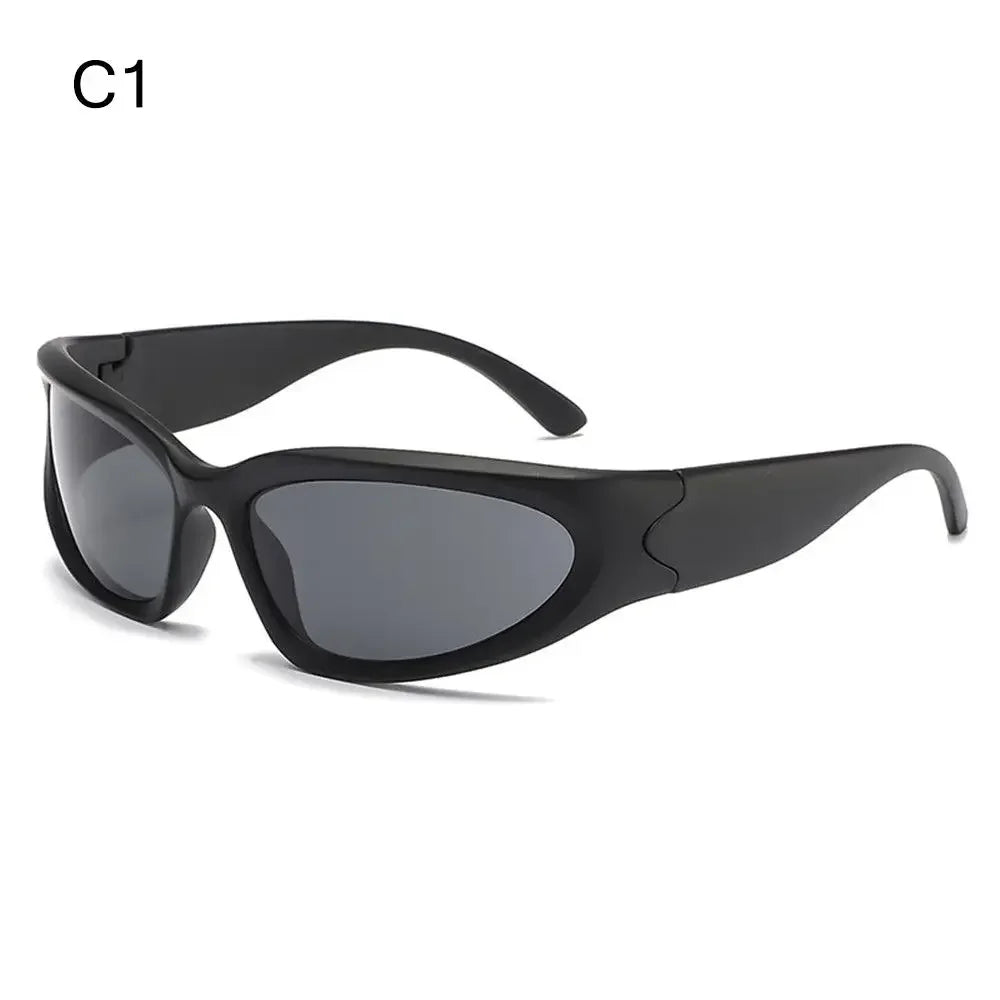 Y2K Rimless Punk Sunglasses — Wrap Around Goggle Shades for Women & Men