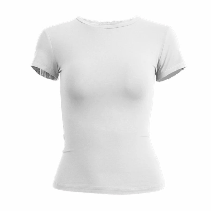 Women's Y2K Slim Fit T-Shirt – Short Sleeve Knit Tee (XS–XL)