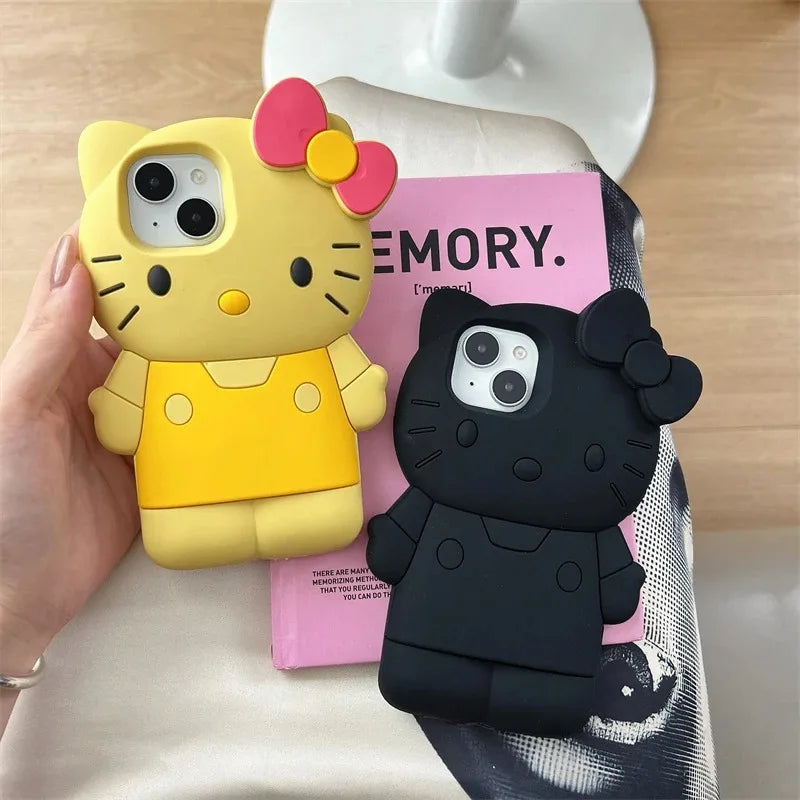 Sanrio Hello Kitty 3D Bow Phone Case – Cute Y2K Silicone Cover for iPhone 11–17 Pro Max