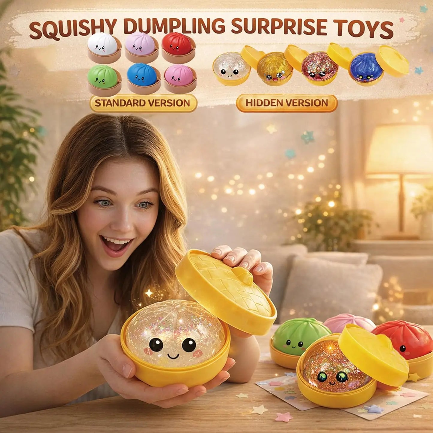 Large Dumpling Stress Ball – Colorful Squishy Sensory Toy for Anxiety Relief