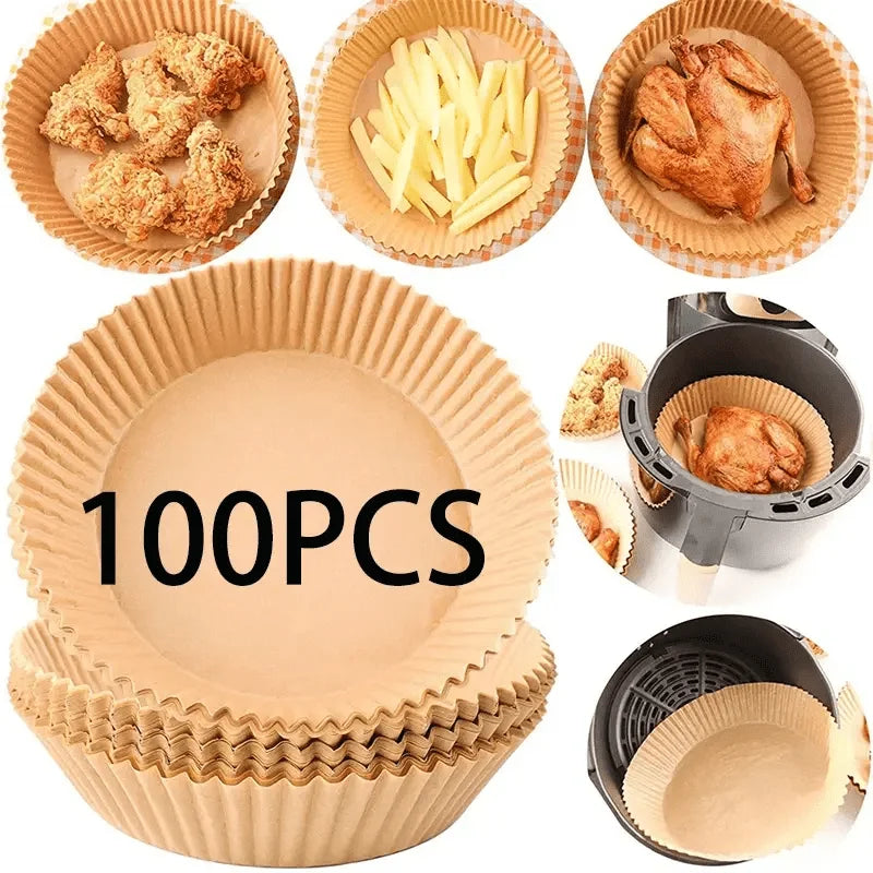 Air Fryer Disposable Paper Liners – Square & Round Non-Stick Baking Parchment Mats