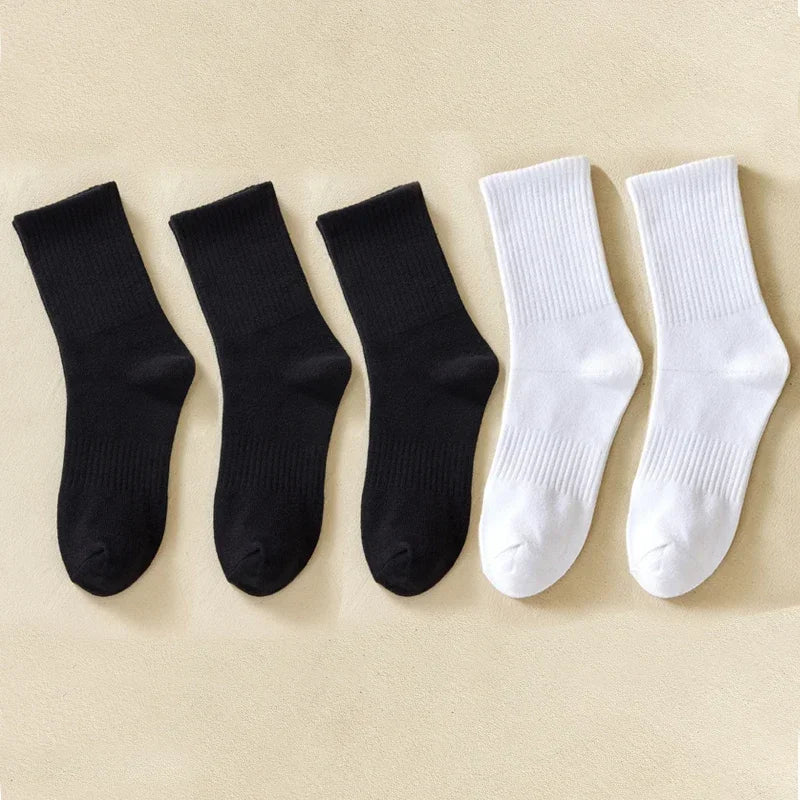 Men's Cotton Sports Socks | Soft Breathable Crew Socks for Everyday & Athletic Wear | Black & White