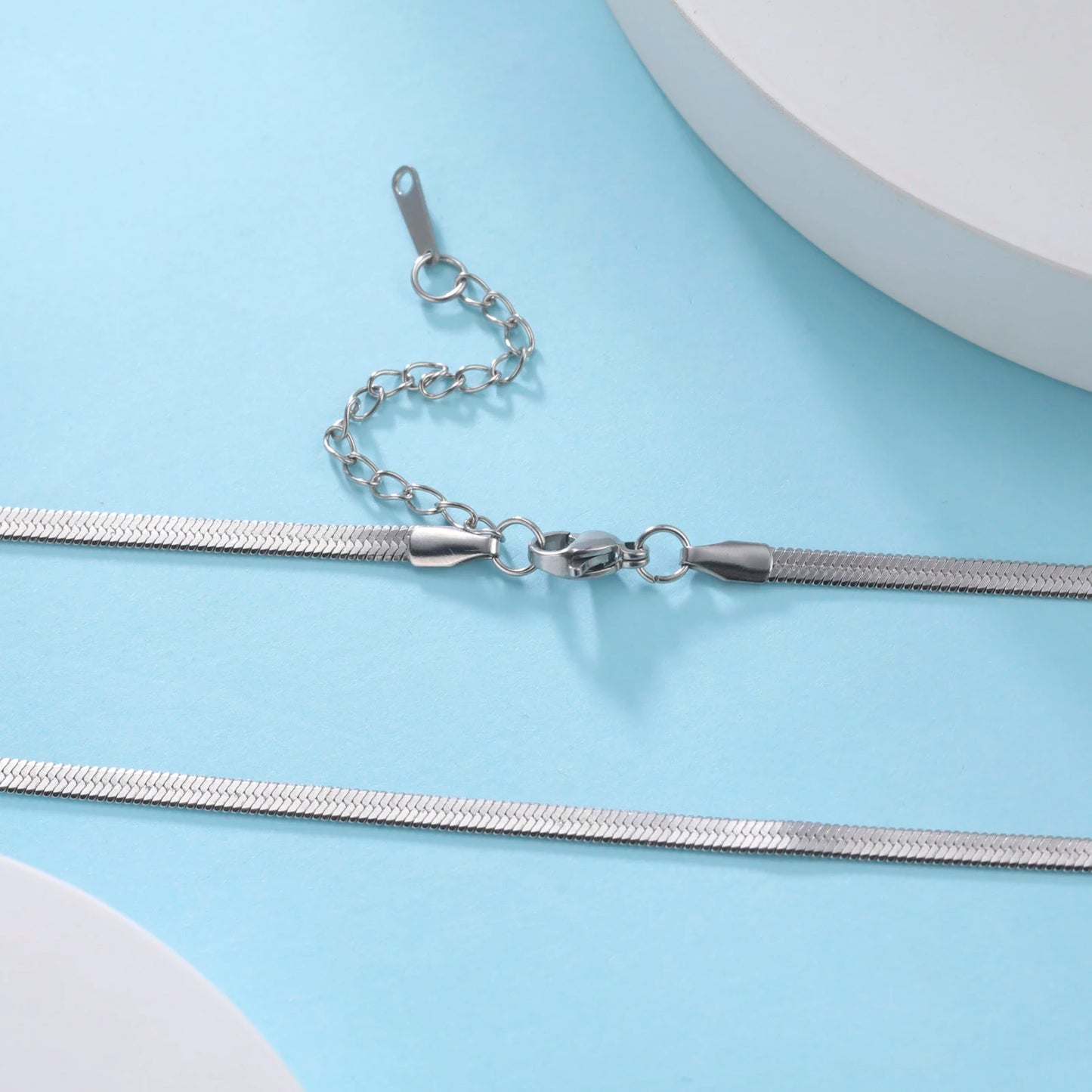 Stainless Steel Snake Chain Necklace | Gold & Silver Herringbone Choker for Women & Men