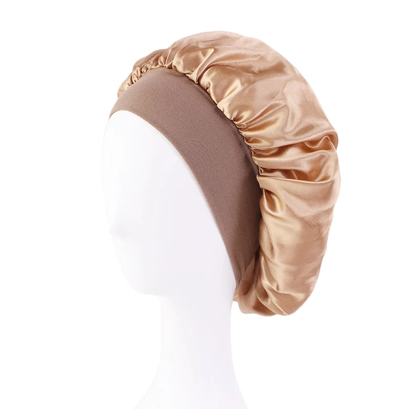 Satin Sleep Bonnet — Wide Brim Hair Care Cap for Women & Men (One Size)