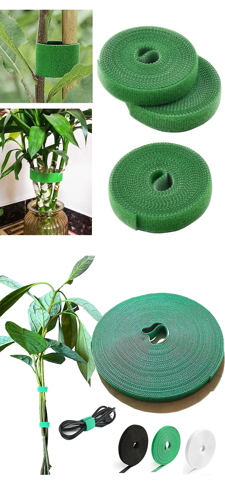 Garden Twine Plant Ties – 3 Rolls Nylon Support Wrap (Multi-Color)