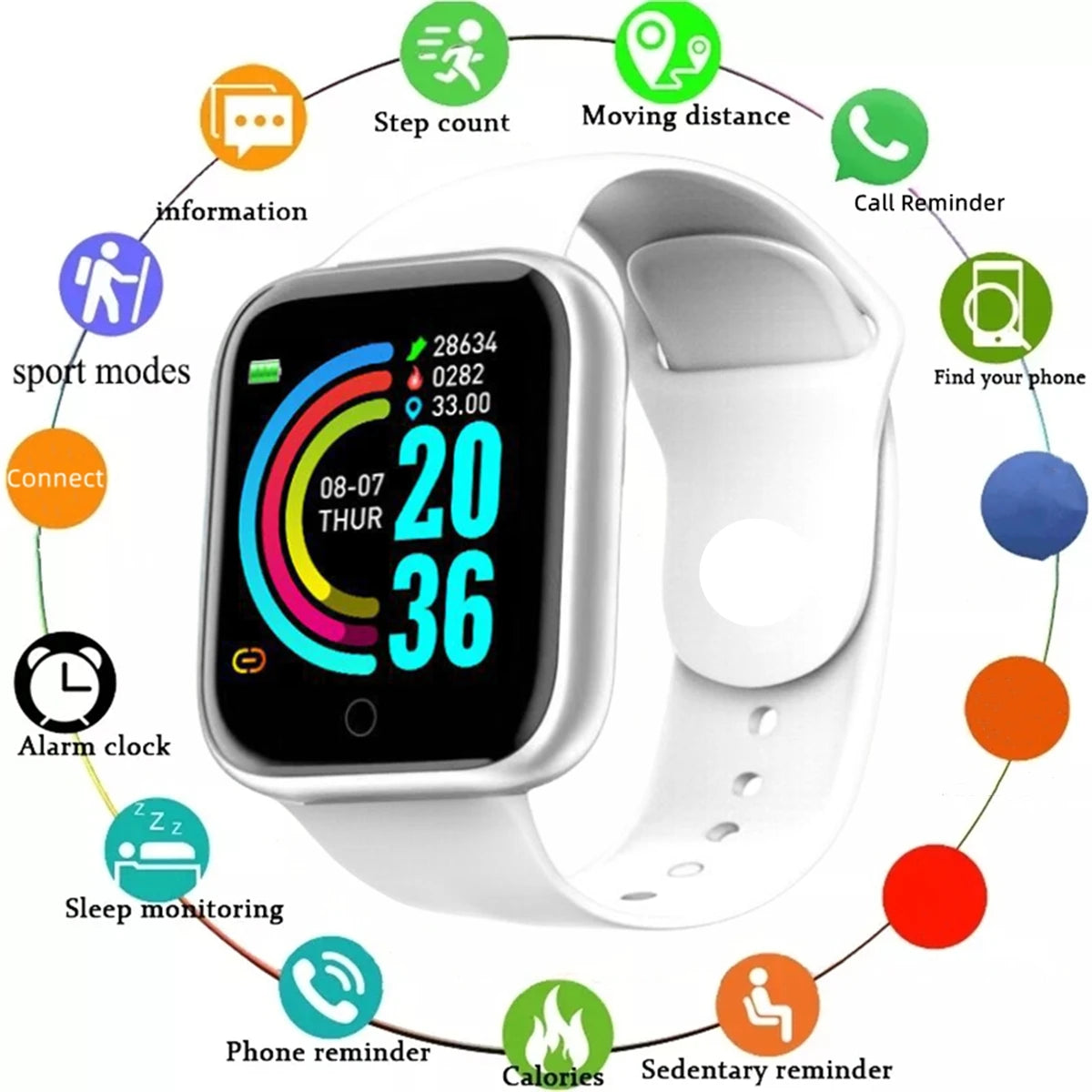 Smart Fitness Watch – Y68 & 116Plus | Heart Rate, Sleep & Message Tracker