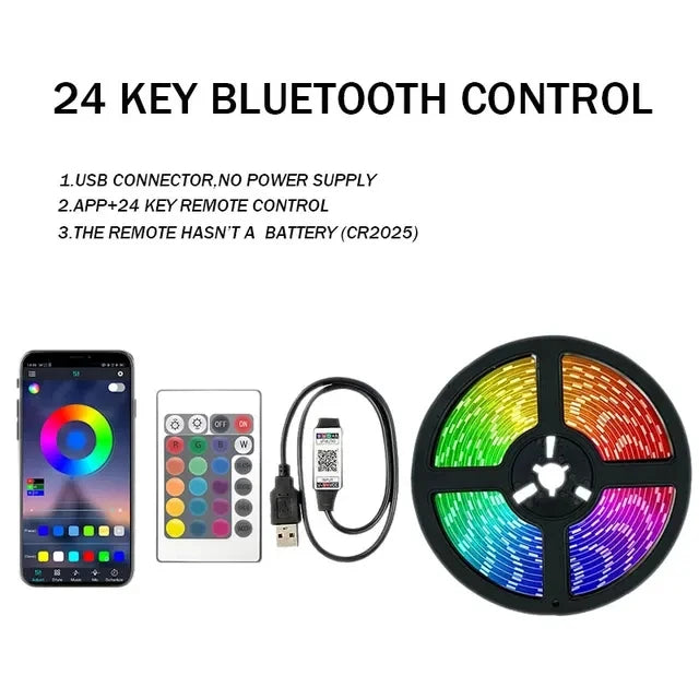 RGB LED Strip Lights — Bluetooth & WiFi Smart Color Changing Lights (1M–30M)