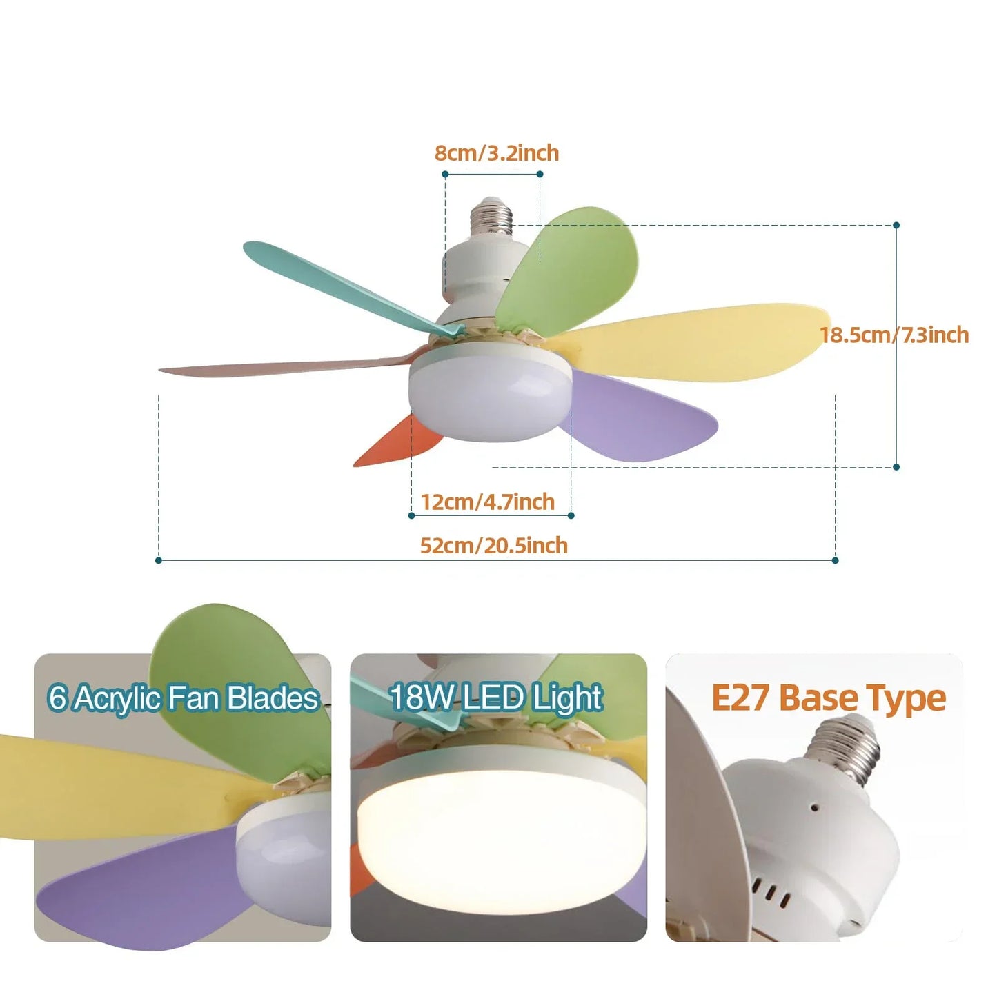 LED Ceiling Fan Light – 40W E27 Dimmable with Remote Control | Modern Style