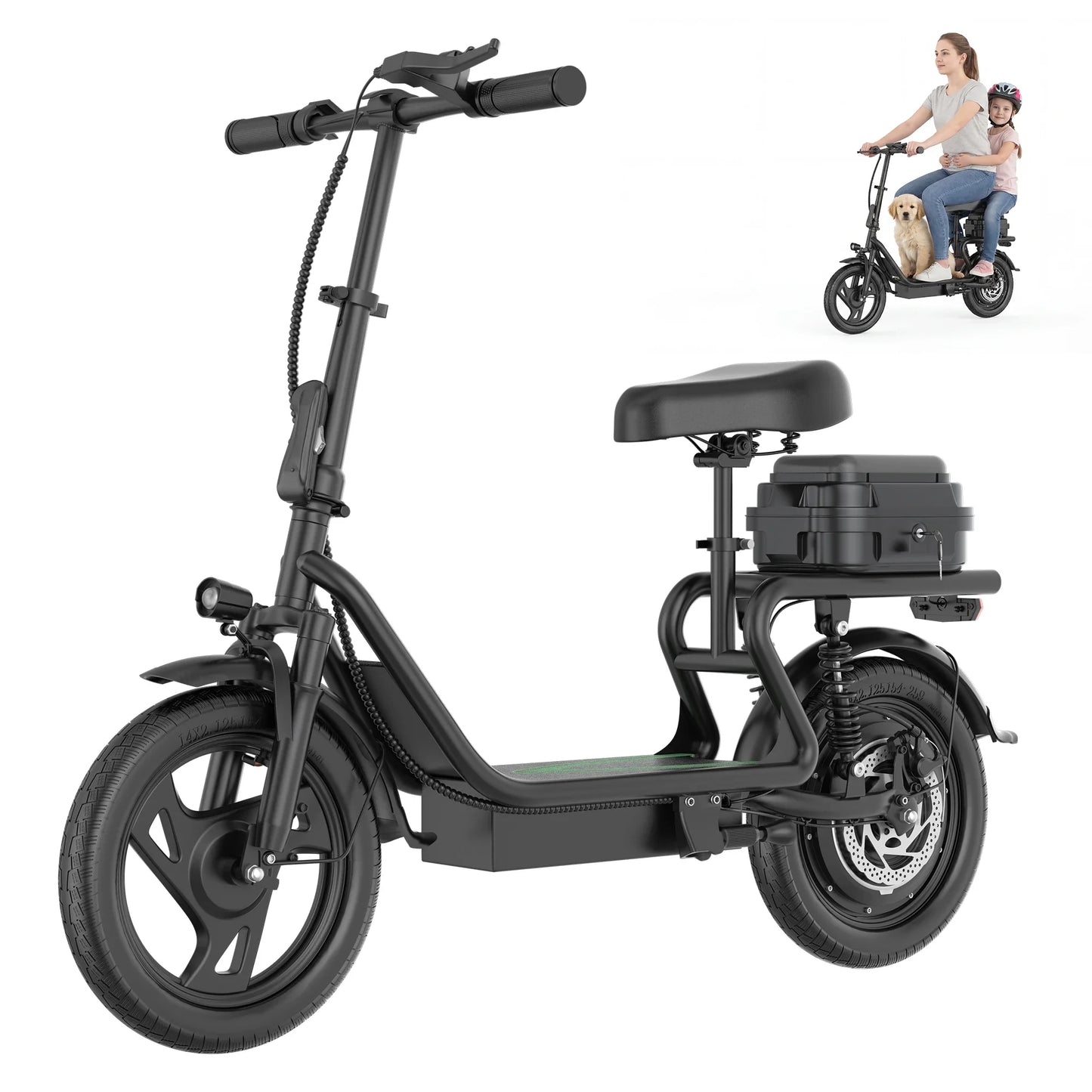 Folding Electric Scooter 500W — 48V 10.4AH Commuter Scooter with Seat & 27-Mile Range
