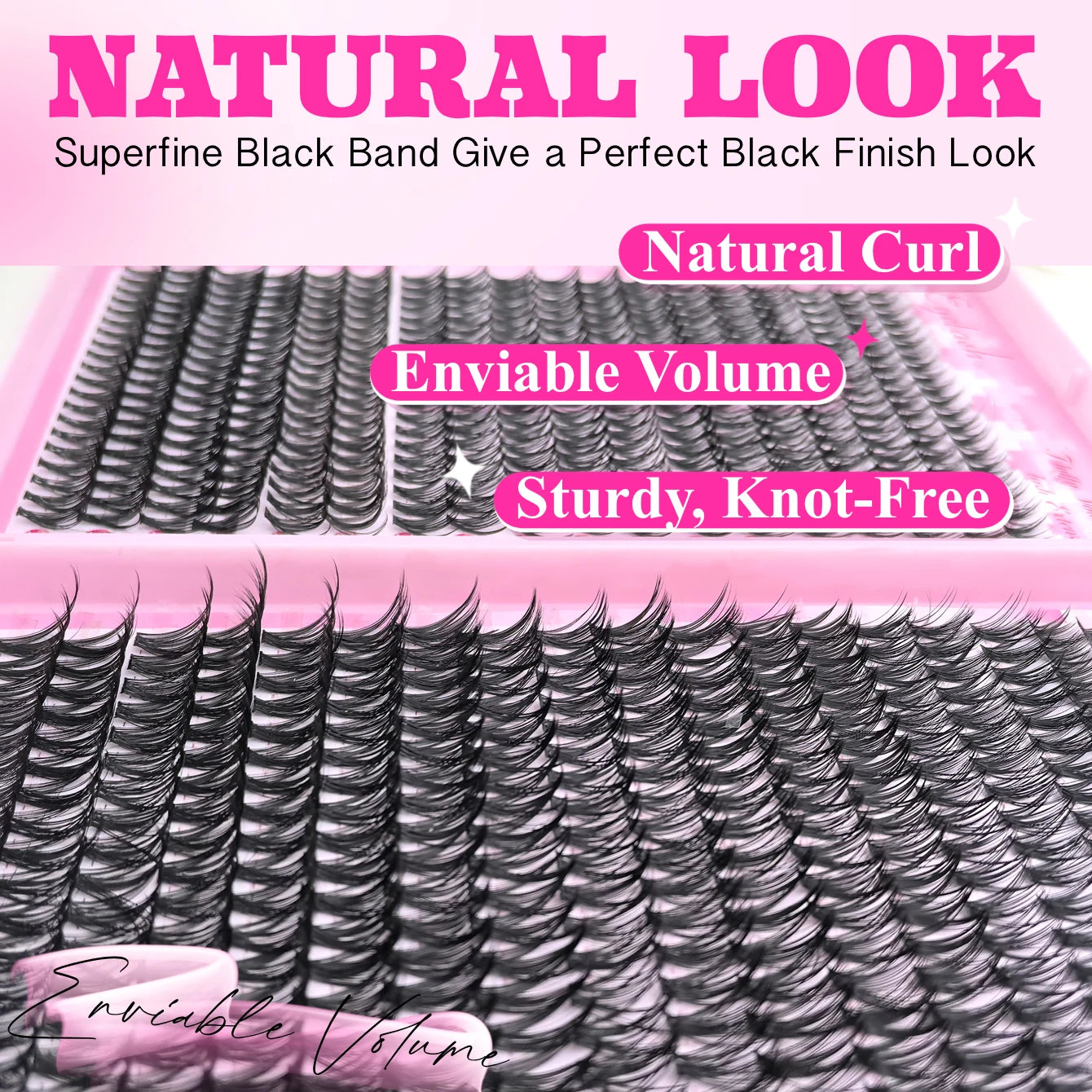 DIY Lash Extension Kit – Cluster Individual Eyelashes 9-16mm with Bond & Seal | Wispy Natural Look