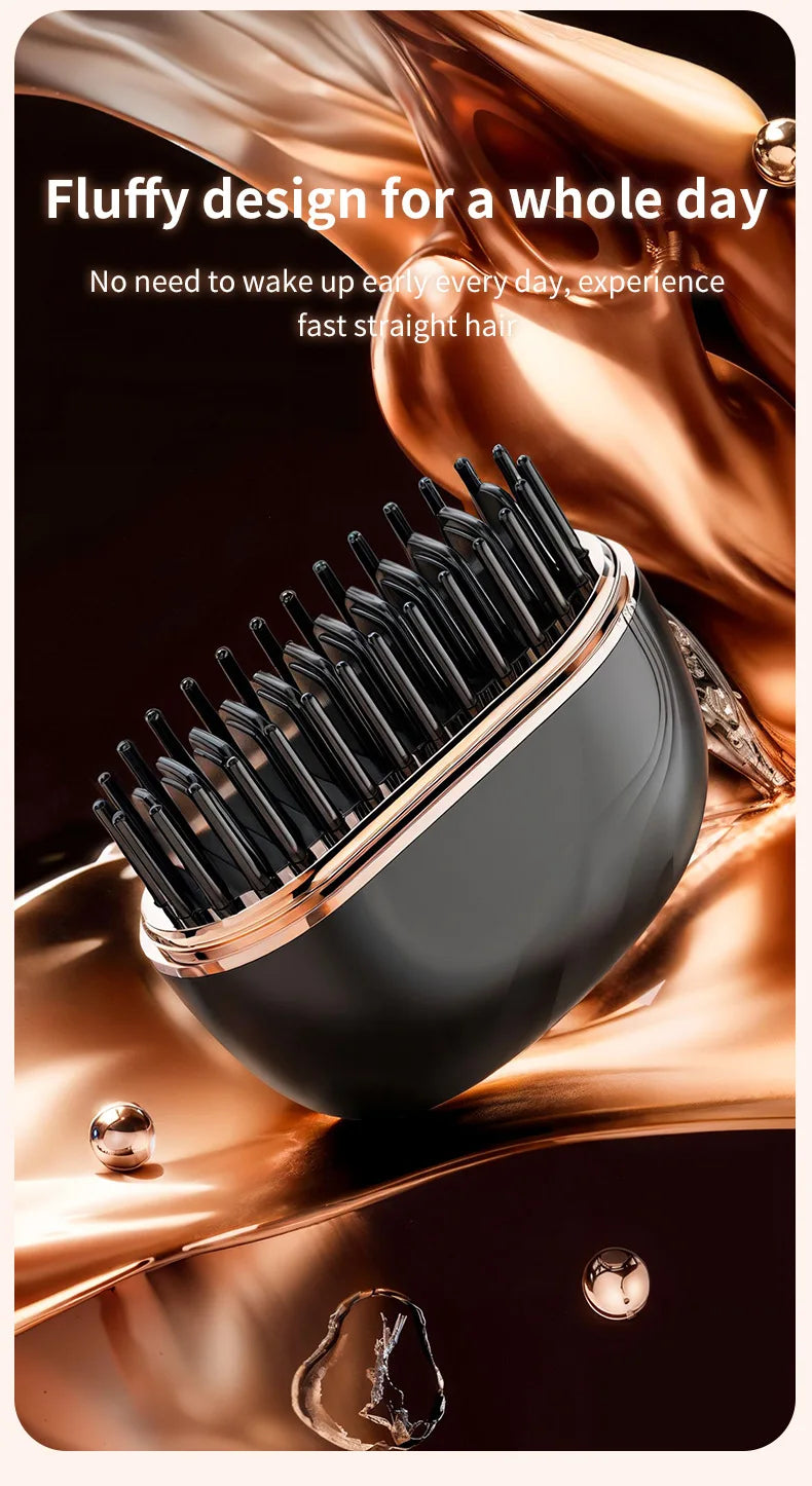 Cordless Mini Hair Straightener Brush – USB Rechargeable, Anti-Scald, Wet & Dry Use