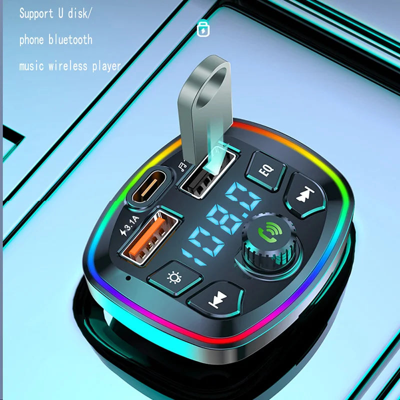 Car Bluetooth 5.0 FM Transmitter – Wireless Adapter, MP3 Player & Dual USB Fast Charger