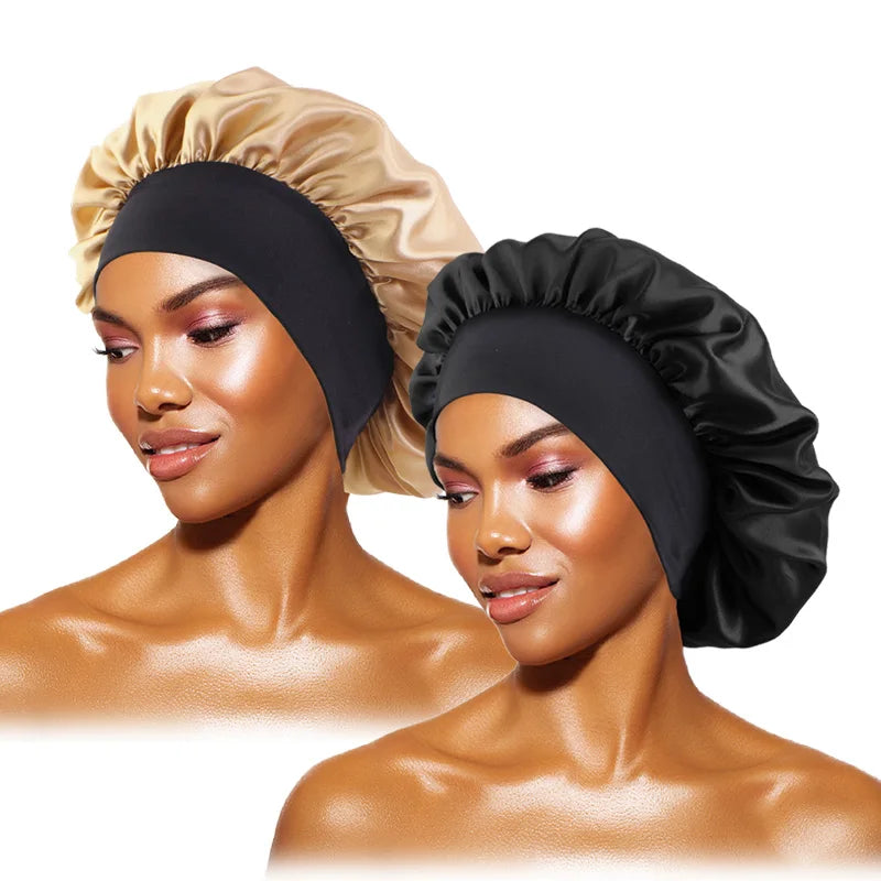 Satin Sleep Bonnet — Wide Brim Hair Care Cap for Women & Men (One Size)