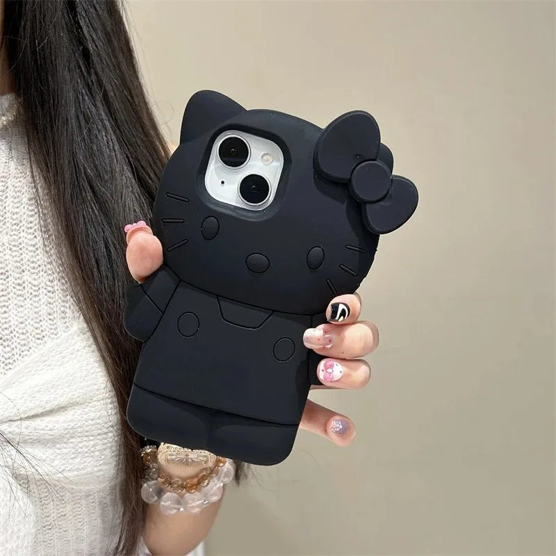 Sanrio Hello Kitty 3D Bow Phone Case – Cute Y2K Silicone Cover for iPhone 11–17 Pro Max