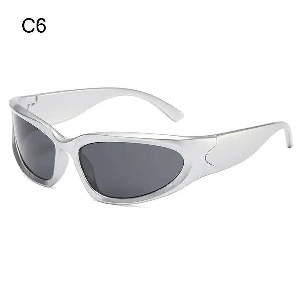 Y2K Rimless Punk Sunglasses — Wrap Around Goggle Shades for Women & Men