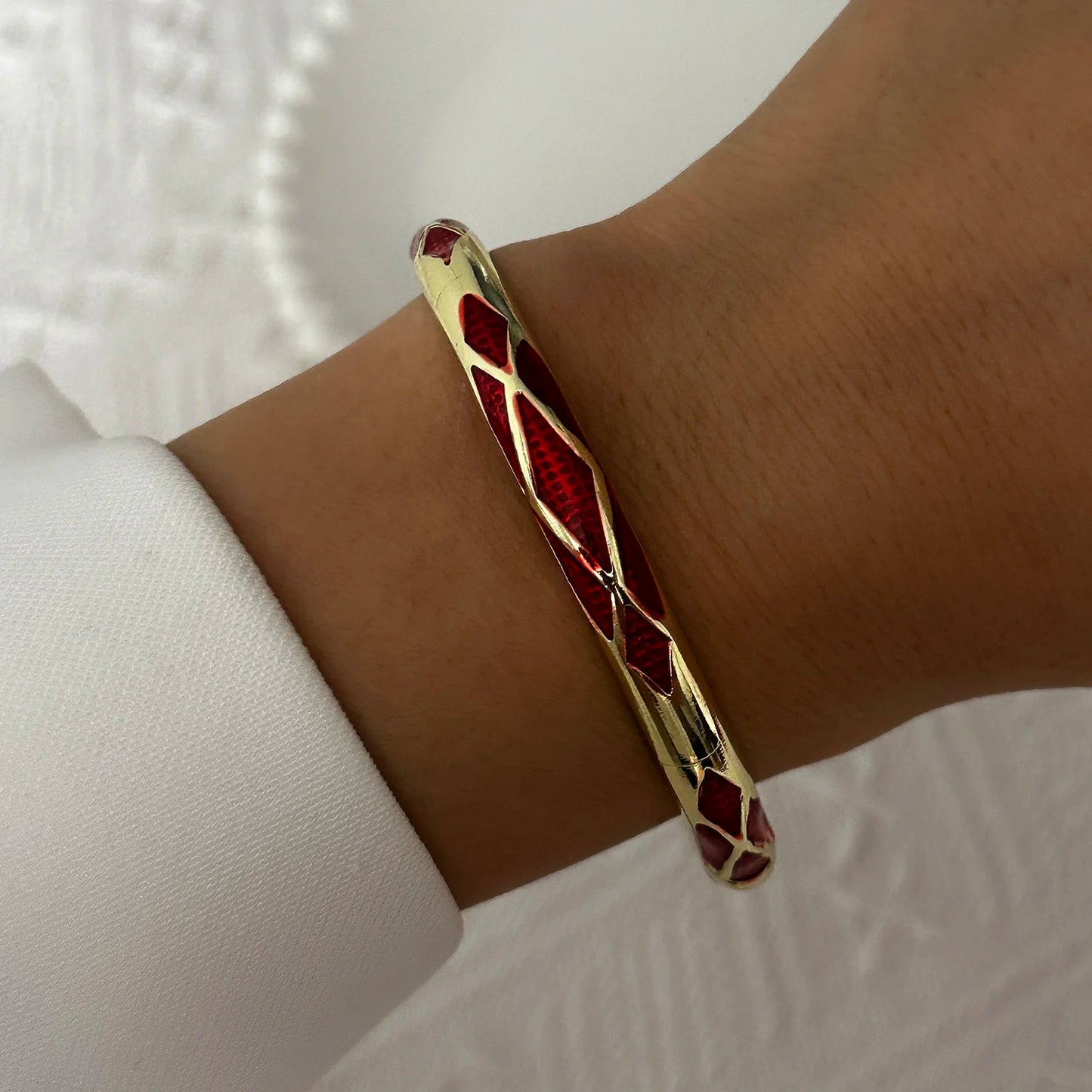 Enamel Flower Bracelet for Women | Retro Gold Plated Evil Eye Zircon Bangle