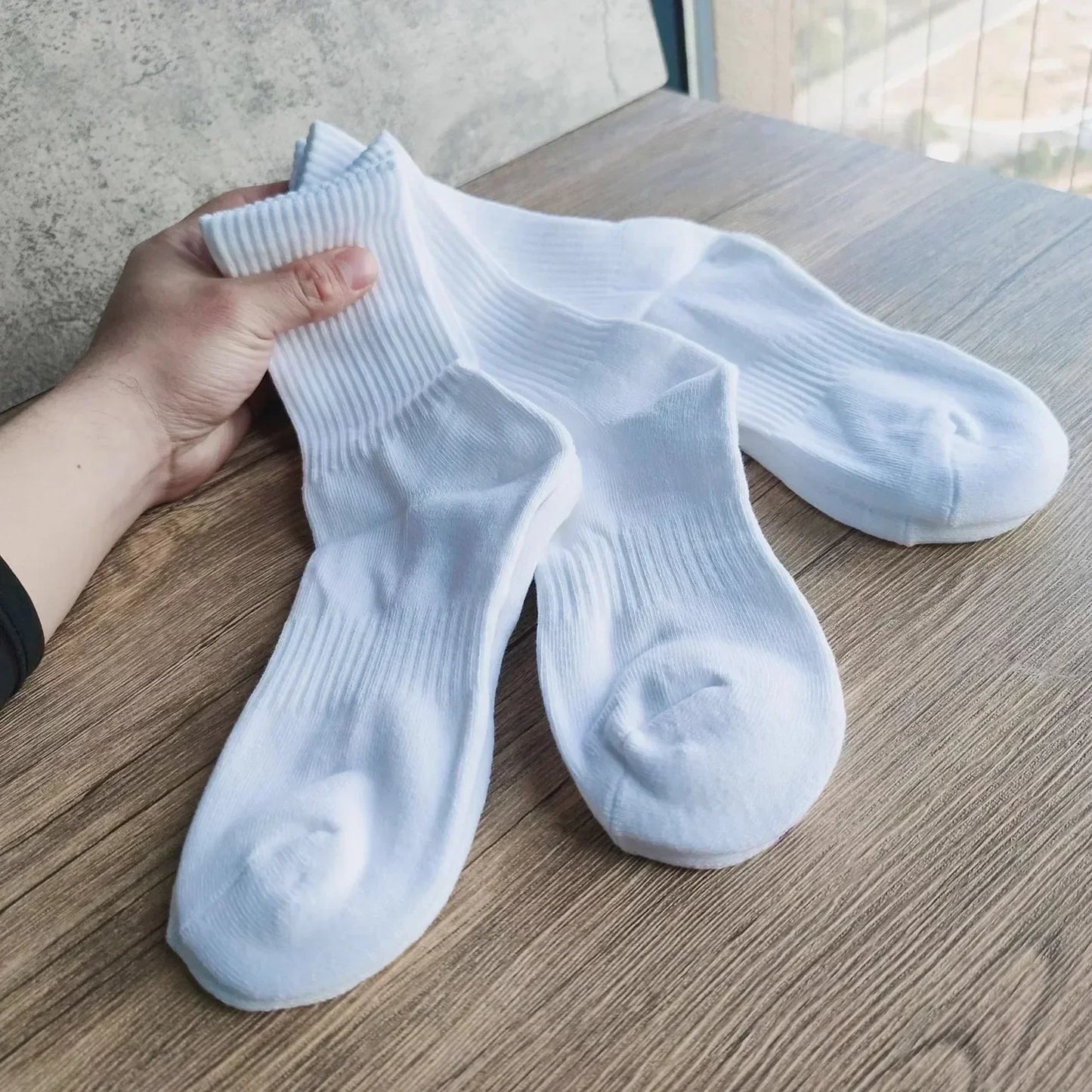 Men's Cotton Sports Socks | Soft Breathable Crew Socks for Everyday & Athletic Wear | Black & White