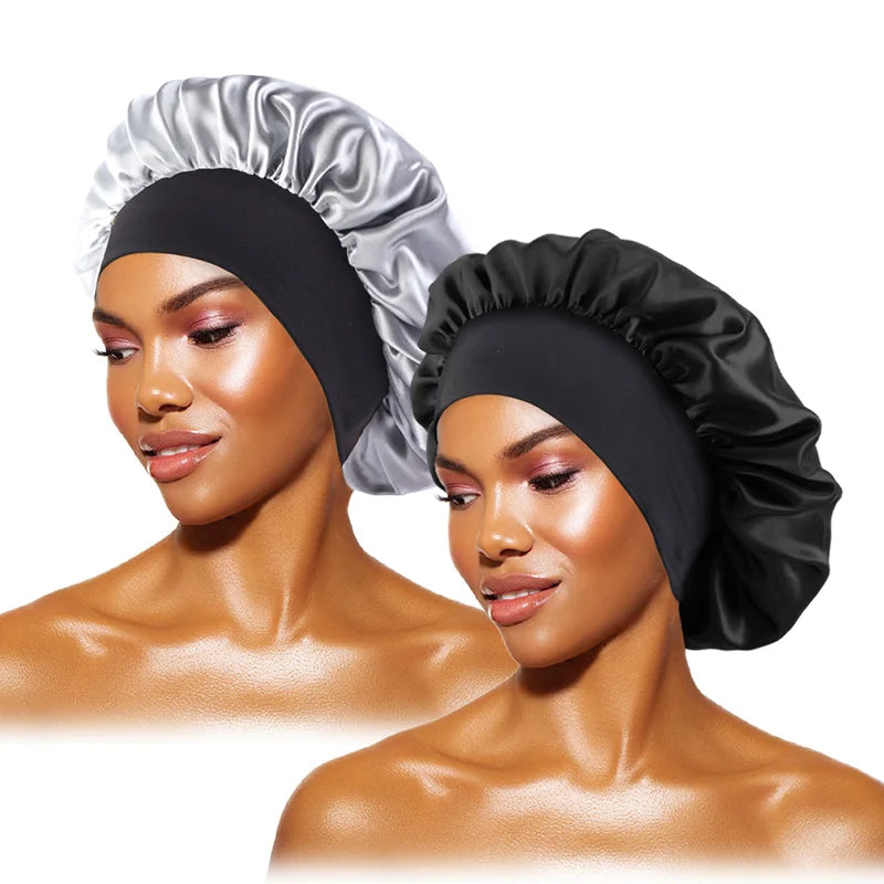 Satin Sleep Bonnet — Wide Brim Hair Care Cap for Women & Men (One Size)