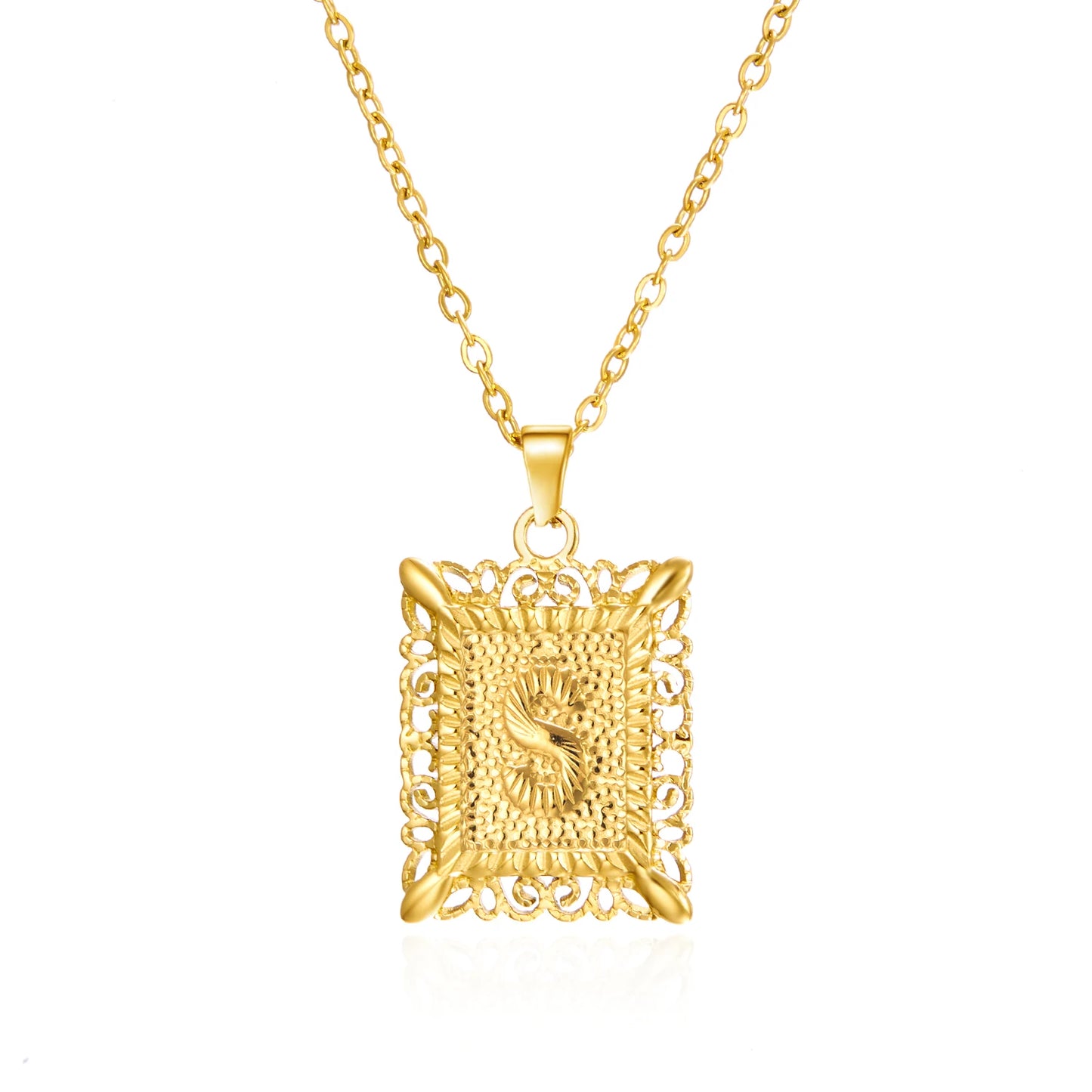 Gold Initial Letter Pendant Necklace – Stainless Steel Couple Jewelry