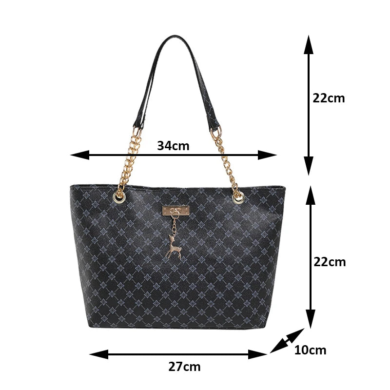 Soft Leather Large Capacity Tote Bag – Women's Shoulder Bag with Tassel