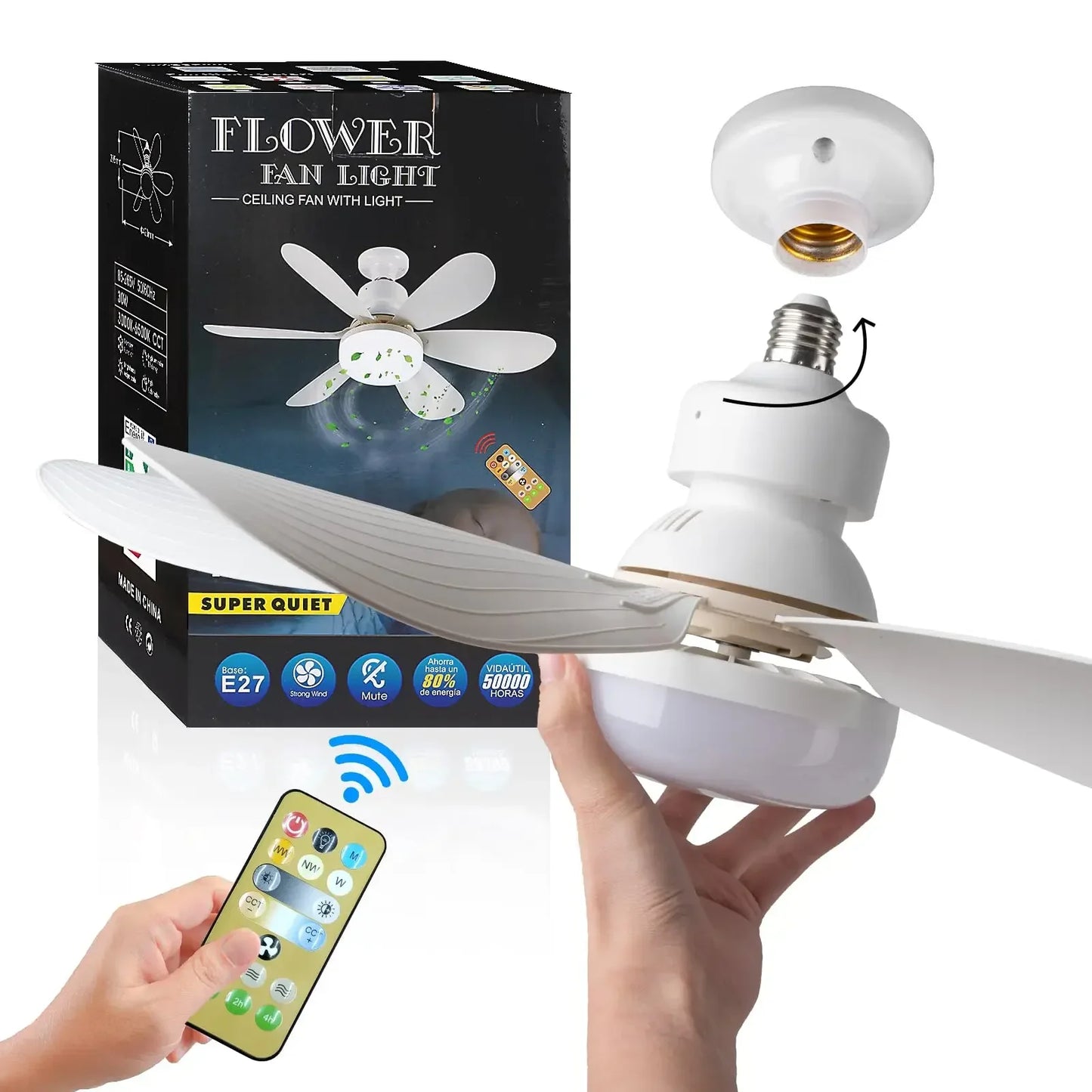 LED Ceiling Fan Light – 40W E27 Dimmable with Remote Control | Modern Style