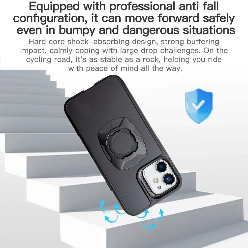 Twist Lock Phone Case Holder – Motorcycle & Bicycle Mount for iPhone 12–17 Pro Max