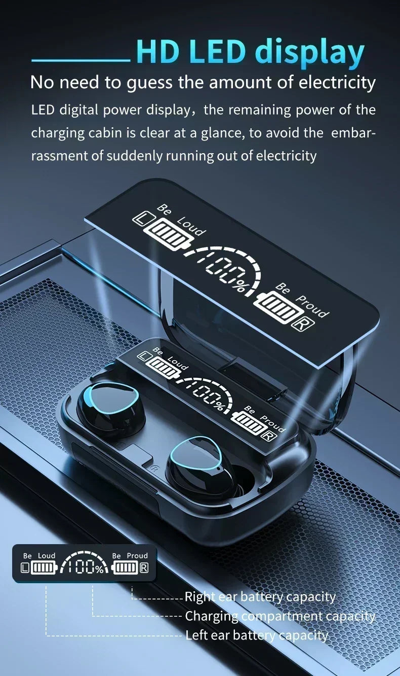 M10 Wireless Bluetooth Earbuds – Waterproof TWS Sport Headset with Noise Cancellation