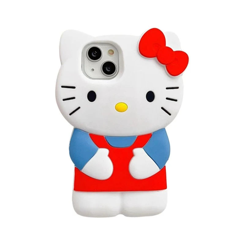 Sanrio Hello Kitty 3D Bow Phone Case – Cute Y2K Silicone Cover for iPhone 11–17 Pro Max