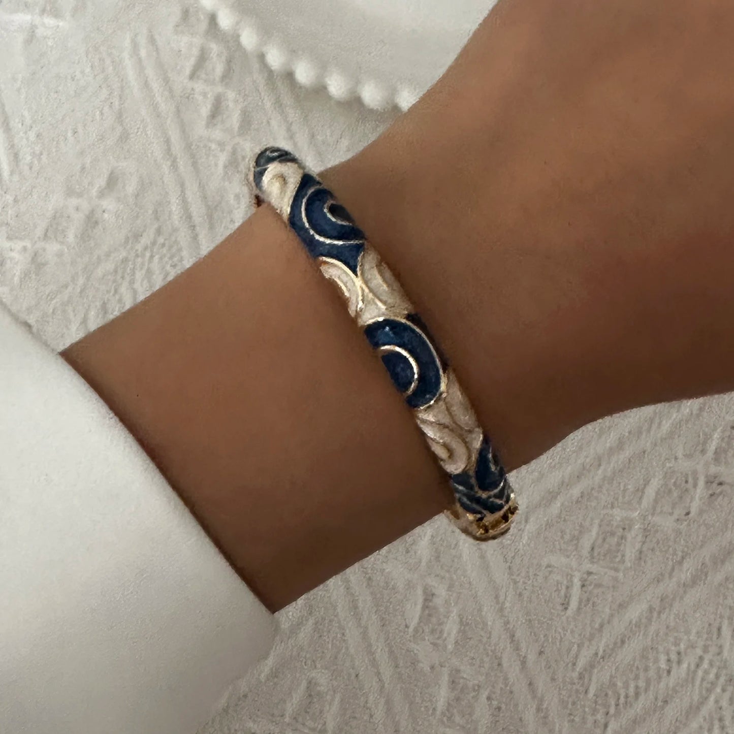 Enamel Flower Bracelet for Women | Retro Gold Plated Evil Eye Zircon Bangle