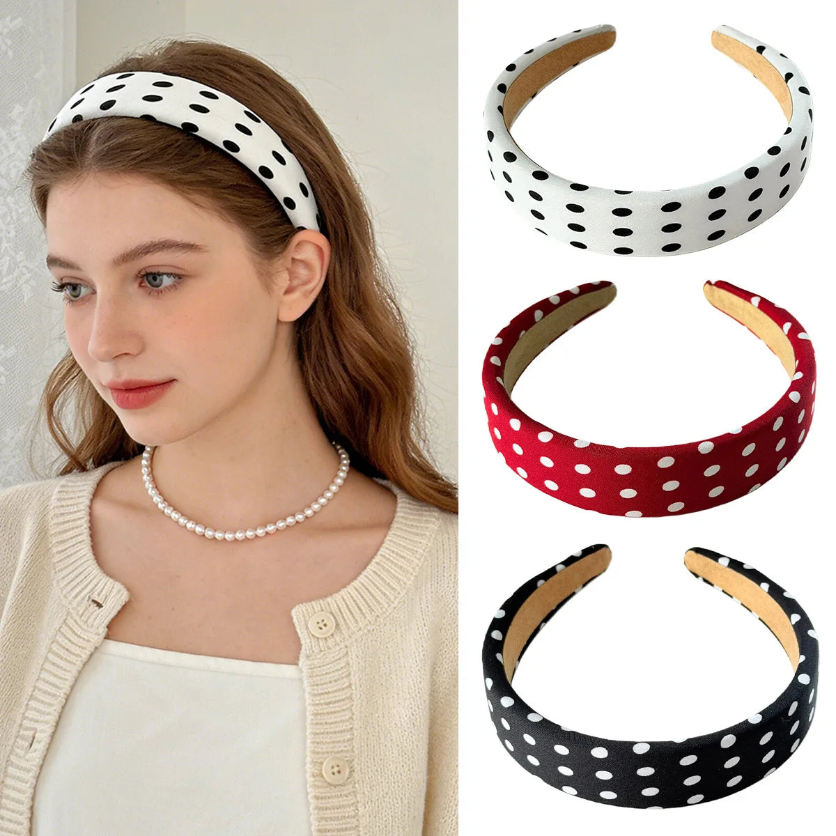 Y2K Retro Boho Wide Headbands – Stretch Dot Hair Accessories for Women | Yoga & Daily Wear