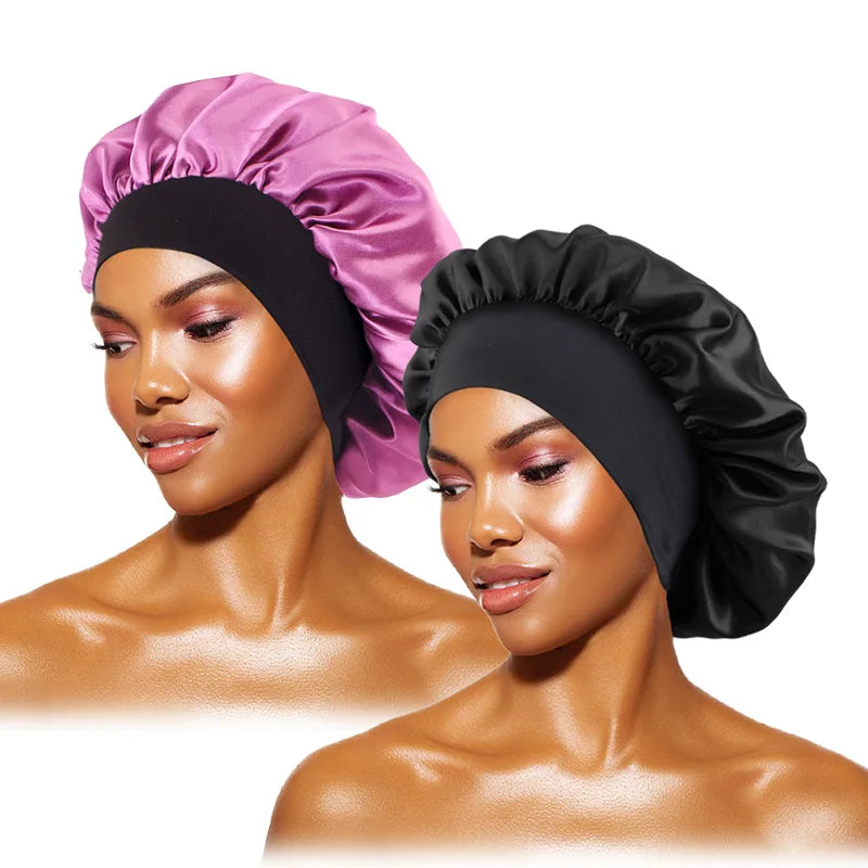 Satin Sleep Bonnet — Wide Brim Hair Care Cap for Women & Men (One Size)