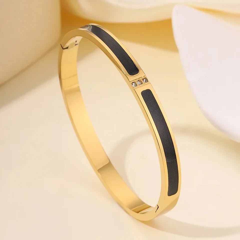 Sparkling Zirconia Stackable Bangle Set – Non-Fading Stainless Steel Bracelets for Women