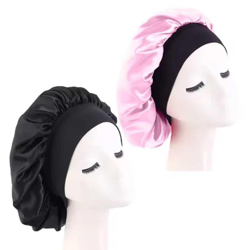 Satin Sleep Bonnet — Wide Brim Hair Care Cap for Women & Men (One Size)