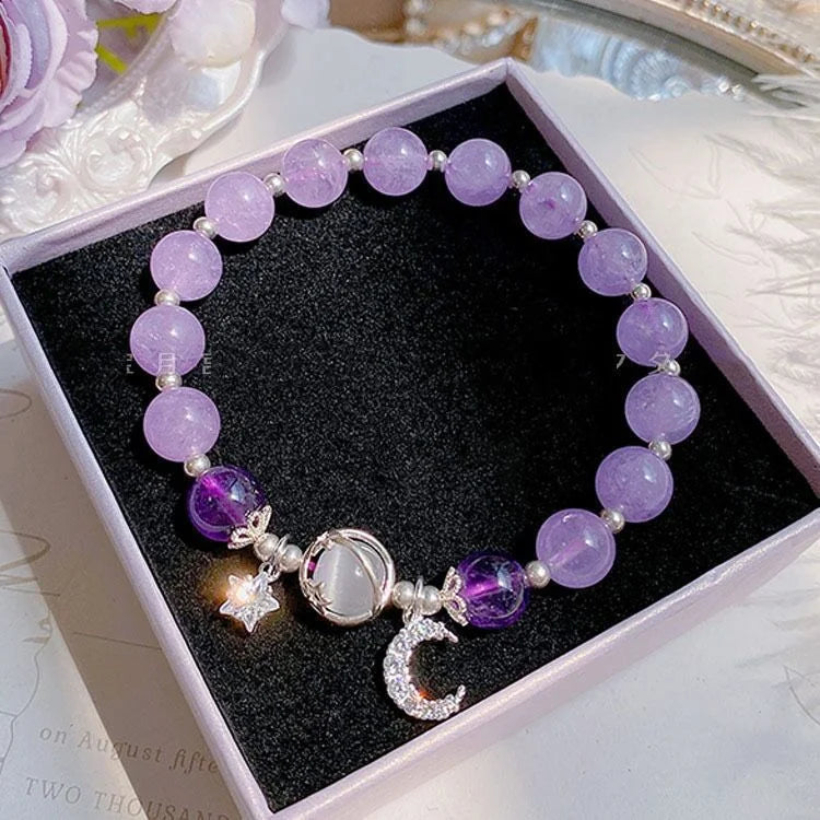 Crystal Beads Charm Bracelet – Korean Style Jewelry Gift for Women & Girls