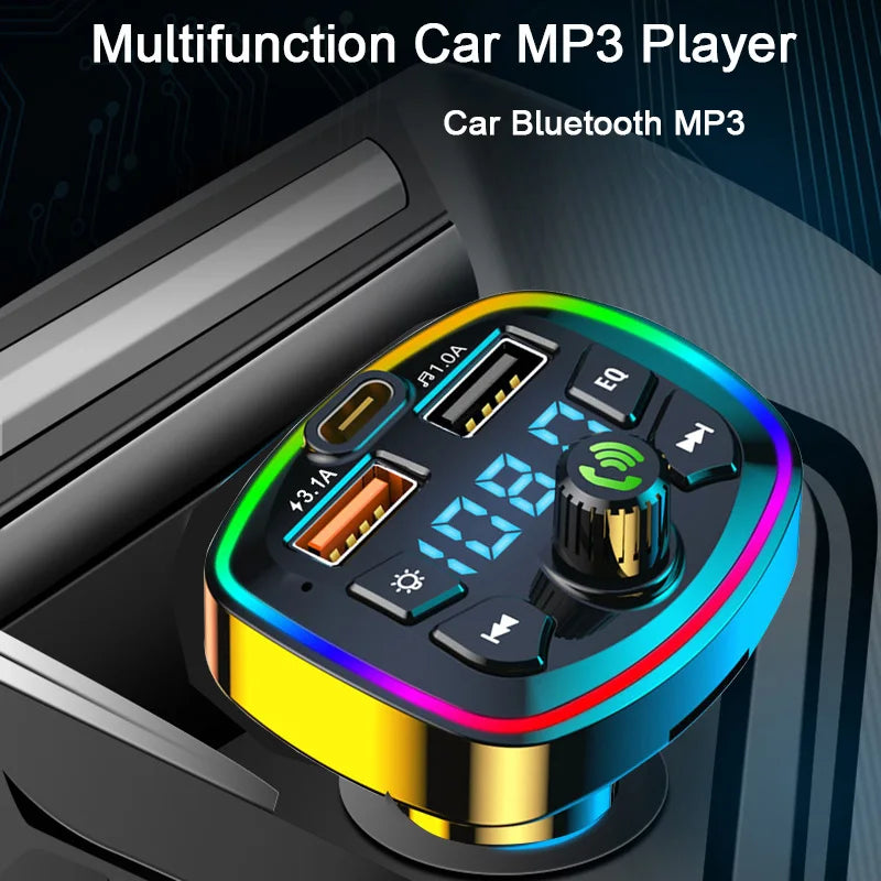 Car Bluetooth 5.0 FM Transmitter – Wireless Adapter, MP3 Player & Dual USB Fast Charger