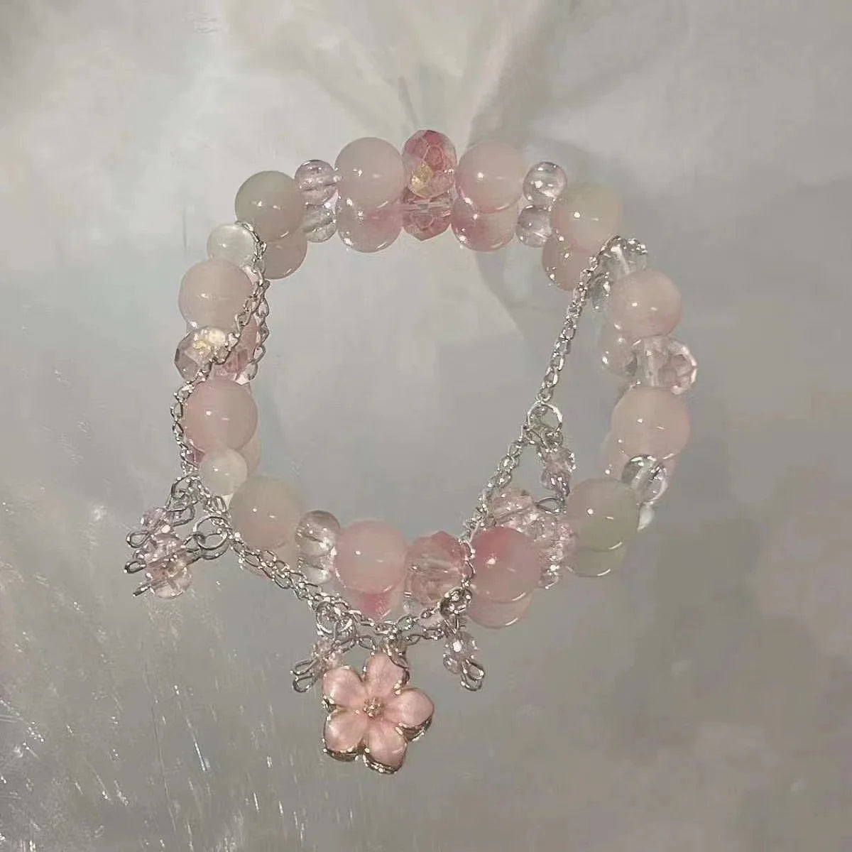 Crystal Beads Charm Bracelet – Korean Style Jewelry Gift for Women & Girls