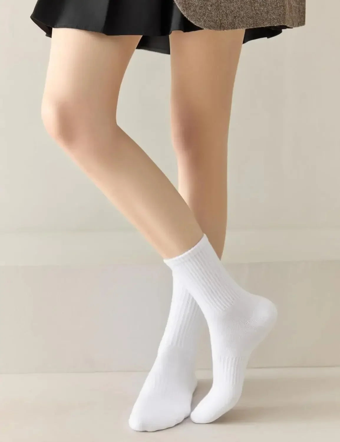 Men's Cotton Sports Socks | Soft Breathable Crew Socks for Everyday & Athletic Wear | Black & White